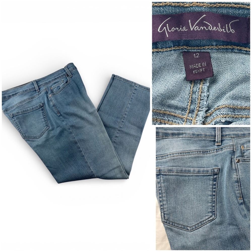 Gloria Vanderbilt Amanda Jeans Womens Size 12 Short Light Wash Denim